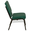 Hercules Series Stacking Church Chair - Gold Vein Frame, Green, Book Rack - FLSH-XU-CH-60096-GN-BAS-GG