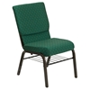Hercules Series Stacking Church Chair - Gold Vein Frame, Green, Book Rack - FLSH-XU-CH-60096-GN-BAS-GG