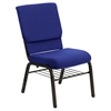 Hercules Series Stacking Church Chair - Book Rack, Navy Blue, Gold Vein - FLSH-XU-CH-60096-NVY-BAS-GG
