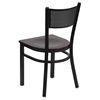 Hercules Series Metal Restaurant Chair - Black, Mahogany Seat, Grid Back - FLSH-XU-DG-60115-GRD-MAHW-GG