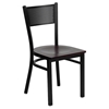 Hercules Series Metal Restaurant Chair - Black, Mahogany Seat, Grid Back - FLSH-XU-DG-60115-GRD-MAHW-GG
