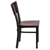 Hercules Series Metal Side Chair - Black, Mahogany, Cutout Back - FLSH-XU-DG-60117-MAH-MTL-GG