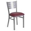 Hercules Series Metal Restaurant Chair - Silver, Burgundy, Slat Back - FLSH-XU-DG-60401-BURV-GG
