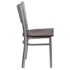 Hercules Series Metal Dining Chair - Slat Back, Silver, Walnut - FLSH-XU-DG-60401-WALW-GG