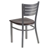 Hercules Series Metal Dining Chair - Slat Back, Silver, Walnut - FLSH-XU-DG-60401-WALW-GG