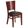 Lacey Series Wooden Side Chair - Black Seat, Mahogany, Solid Back - FLSH-XU-DG-W0094B-MAH-BLKV-GG