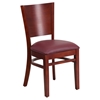 Lacey Series Wooden Side Chair - Burgundy Seat, Mahogany, Solid Back - FLSH-XU-DG-W0094B-MAH-BURV-GG