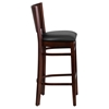 Lacey Series Wooden Barstool - Black Seat, Walnut, Solid Back - FLSH-XU-DG-W0094BAR-WAL-BLKV-GG