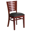 Darby Series Wooden Side Chair - Black Seat, Mahogany Frame, Slat Back - FLSH-XU-DG-W0108-MAH-BLKV-GG
