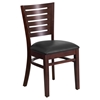 Darby Series Wooden Side Chair - Black Seat, Walnut Frame, Slat Back - FLSH-XU-DG-W0108-WAL-BLKV-GG