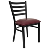 Hercules Series Metal Restaurant Chair - Black, Burgundy, Ladder Back - FLSH-XU-DG694BLAD-BURV-GG