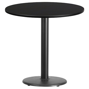30" Round Dining Table - Black, 18" Round Pedestal Base 