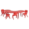 Half Moon Activity Table - Height Adjustable, Red - FLSH-YU-YCX-004-2-MOON-TBL-RED-GG
