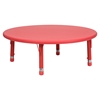 5 Pieces 45" Round Activity Table Set - Adjustable, Red - FLSH-YU-YCX-0053-2-ROUND-TBL-RED-E-GG