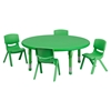 5 Pieces 45" Round Activity Table Set - Adjustable, Green - FLSH-YU-YCX-0053-2-ROUND-TBL-GREEN-E-GG