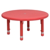 5 Pieces 33" Round Activity Table Set - Adjustable, Red - FLSH-YU-YCX-0073-2-ROUND-TBL-RED-E-GG