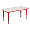 7 Pieces Rectangular Activity Table Set - Adjustable, Red, Gray - FLSH-YU-YCY-060-0036-RECT-TBL-RED-GG
