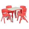 5 Pieces Rectangular Activity Table Set - Adjustable, Gray, Red - FLSH-YU-YCY-098-0034-RECT-TBL-RED-GG