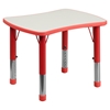 5 Pieces Rectangular Activity Table Set - Adjustable, Gray, Red - FLSH-YU-YCY-098-0034-RECT-TBL-RED-GG