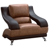 Caio Two Tone Modern 3 Piece Leather Sofa Set - GLO-982-BRN-3PC