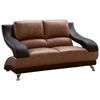 Caio Two Tone Modern 3 Piece Leather Sofa Set - GLO-982-BRN-3PC