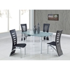 Lydia Dining Table - Frosted and Clear Glass, Silver Legs - GLO-D135DT