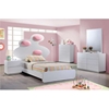 Lola Bed in High Gloss White with Pink Cushion - GLO-LOLA-228-P-M-BED