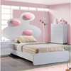 Lola Bed in High Gloss White with Pink Cushion - GLO-LOLA-228-P-M-BED