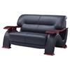 Valerie Bonded Leather Sofa Set in Black with Mahogany Legs - GLO-U2033-RV-BL-SET