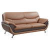 Sofa - Light Brown and Dark Brown Leather, Chrome Legs - GLO-U2106-RV-S