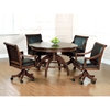 Palm Springs 5 Piece Round Top Game Set With Leather Chairs Dcg