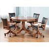 Parkview 5 Piece Round Top Game Set with Leather Chairs - HILL-4186GTBC