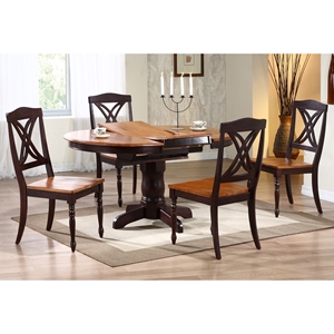Cyrus 5 Piece Dining Set - Extending Table, Two Tone Finish 