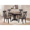 5 Pieces Round Dining Set - Panel Back, Wood Seat, Gray Stone and Black Stone - ICON-RD42-CH57-GRS-BKS