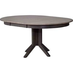 Round Contemporary Dining Table - Gray Stone and Black Stone 