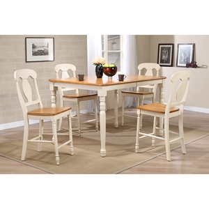 5-Piece Counter Dining Set - Wood Seat, Napoleon Back, Caramel and Biscotti 