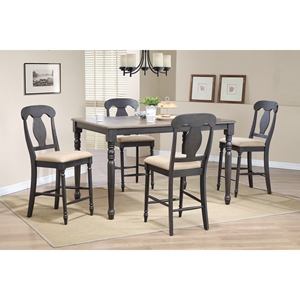 5-Piece Napoleon Back Counter Dining Set - Gray and Black 
