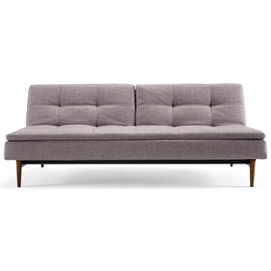 Dublexo Deluxe Tufted Sofa Bed - Walnut Wood, Begum Dark Gray 