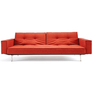 Splitback Deluxe Track Arm Sofa - Convertible, Steel Legs, Orange 