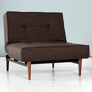 Splitback Deluxe Convertible Chair - Wood Legs, Dark Brown 