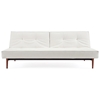 Splitback Deluxe Sofa Bed - Walnut Wood, White Leather Look - INN-94-741010C588-3-2