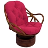 Bali Rattan Swivel Rocker Chair - Tufted, Outdoor Cushion, Solid - INTC-3310-REO-S