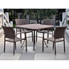 Barcelona Patio Dining Set - Square Table, Antique Brown Wicker - INTC-4206-SQ-4210-4CH-ABN