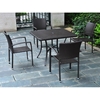 Barcelona Patio Dining Set - Square Table, Black Antique Wicker - INTC-4206-SQ-4210-4CH-BKA
