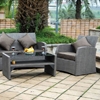 Aruba 4 Piece Patio Living Room Set - Wicker, Fabric Cushions - INTC-BD-1181-B