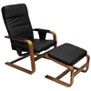 Stockholm Reclining Chair & Ottoman - Walnut Bentwood, Black - INTC-TXCC-03-BK