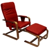 Stockholm Reclining Chair & Ottoman - Walnut Bentwood, Dark Red - INTC-TXCC-03-RD