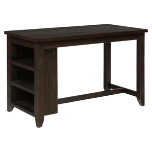Prospect Creek Counter Height Table - Dark Brown, 3-Shelf Storage 