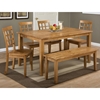 Simplicity 5 Pieces Dining Set - Rectangle Table, Grid Back Chairs, Honey - JOFR-352-60-939KD-SET