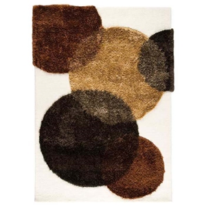 Enya White and Brown Hand Tufted Wool and Polyester Rug 